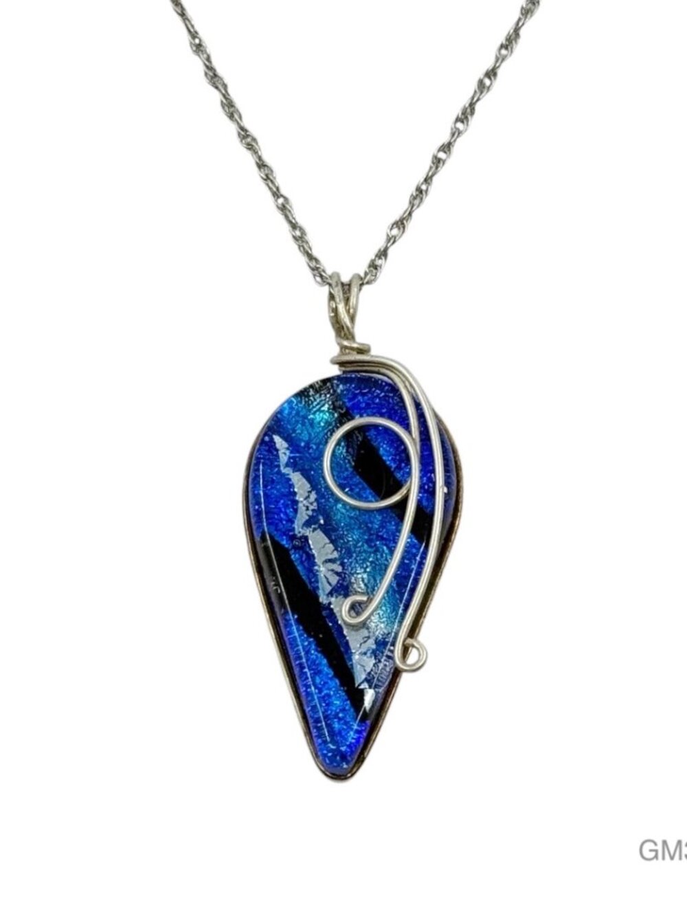 sterling silver Dichroic glass pendant - GM322